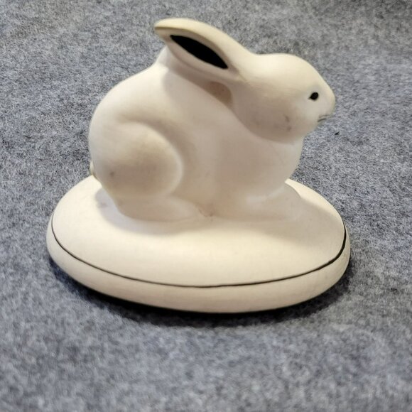 Vintage Acoma Pottery Rabbit Oval Trinket Box Black & White Geometric Design - Picture 11 of 13